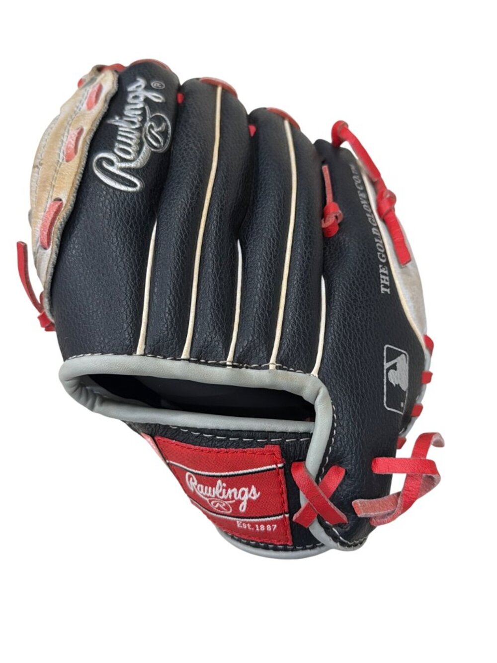 Rawlings Youth Baseball Glove MT95GB 9.5" Leather Palm Red & Black Basket-Web